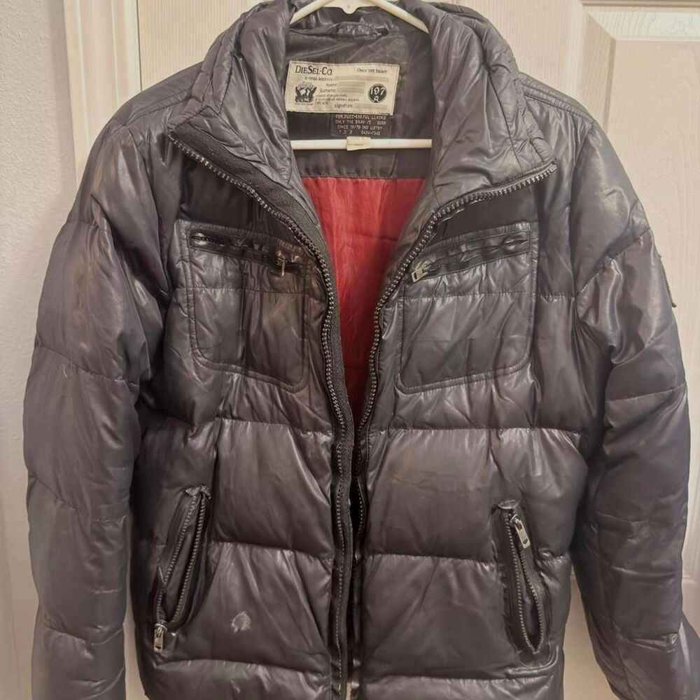 (2006-2009) Diesel Teflon Real Down Puffer Jacket - Charcoal Gray - S